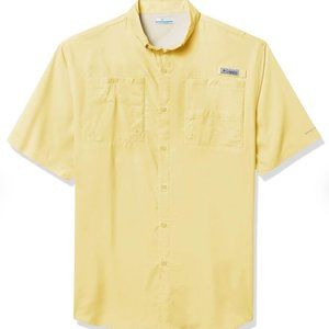 Men's Yellow Columbia Men's Fishing Shirt - SPF 40